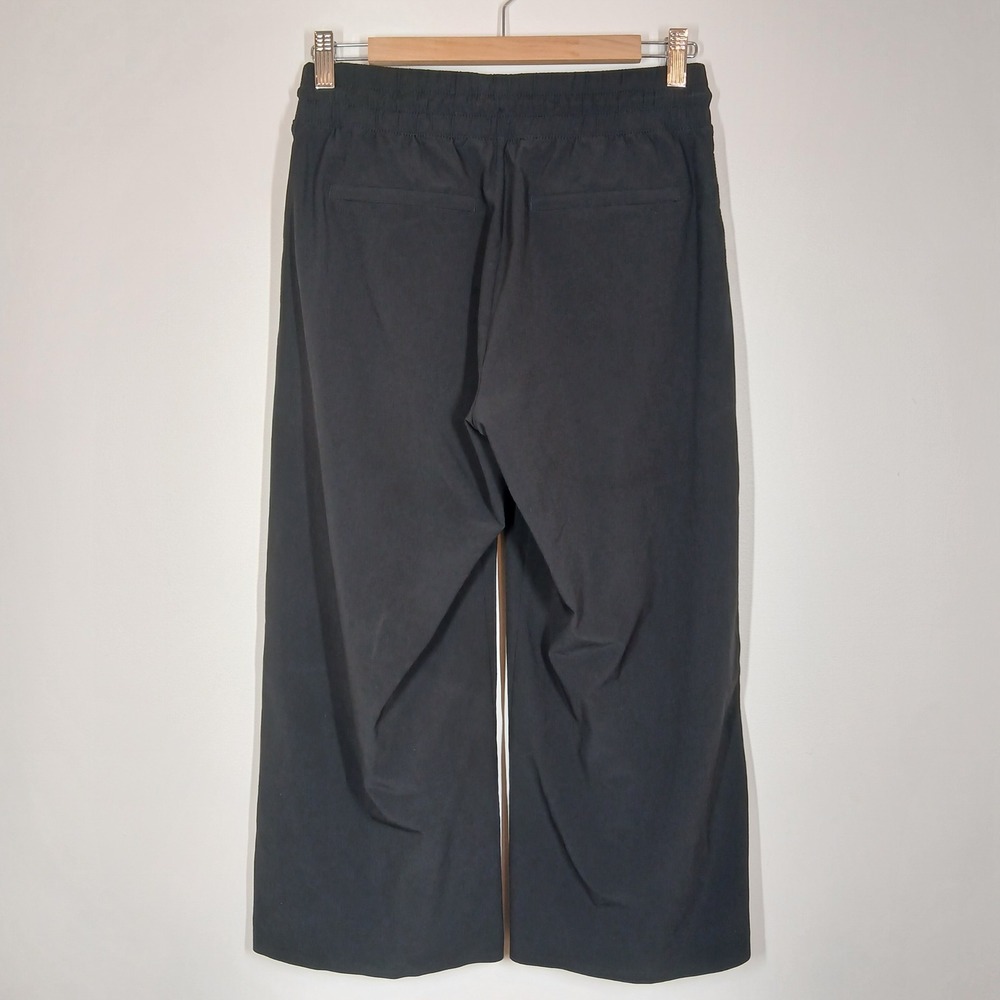 Athleta Cropped Wide Leg Pants Womens 4 Black Drawstring Pull On Athleisure - Picture 5 of 11